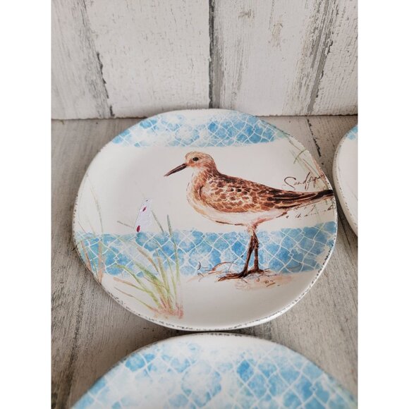 Pier 1‎ plate sandpiper bird set home decor 8" salad - Picture 3 of 5